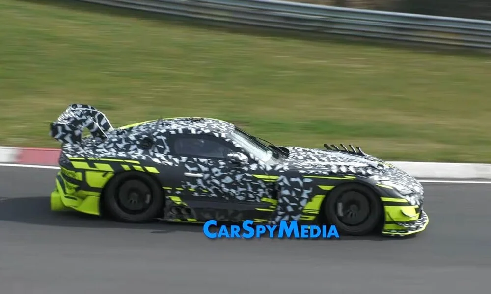 All-new Mercedes-AMG GT Black Series with active aero spied at Nurburgring