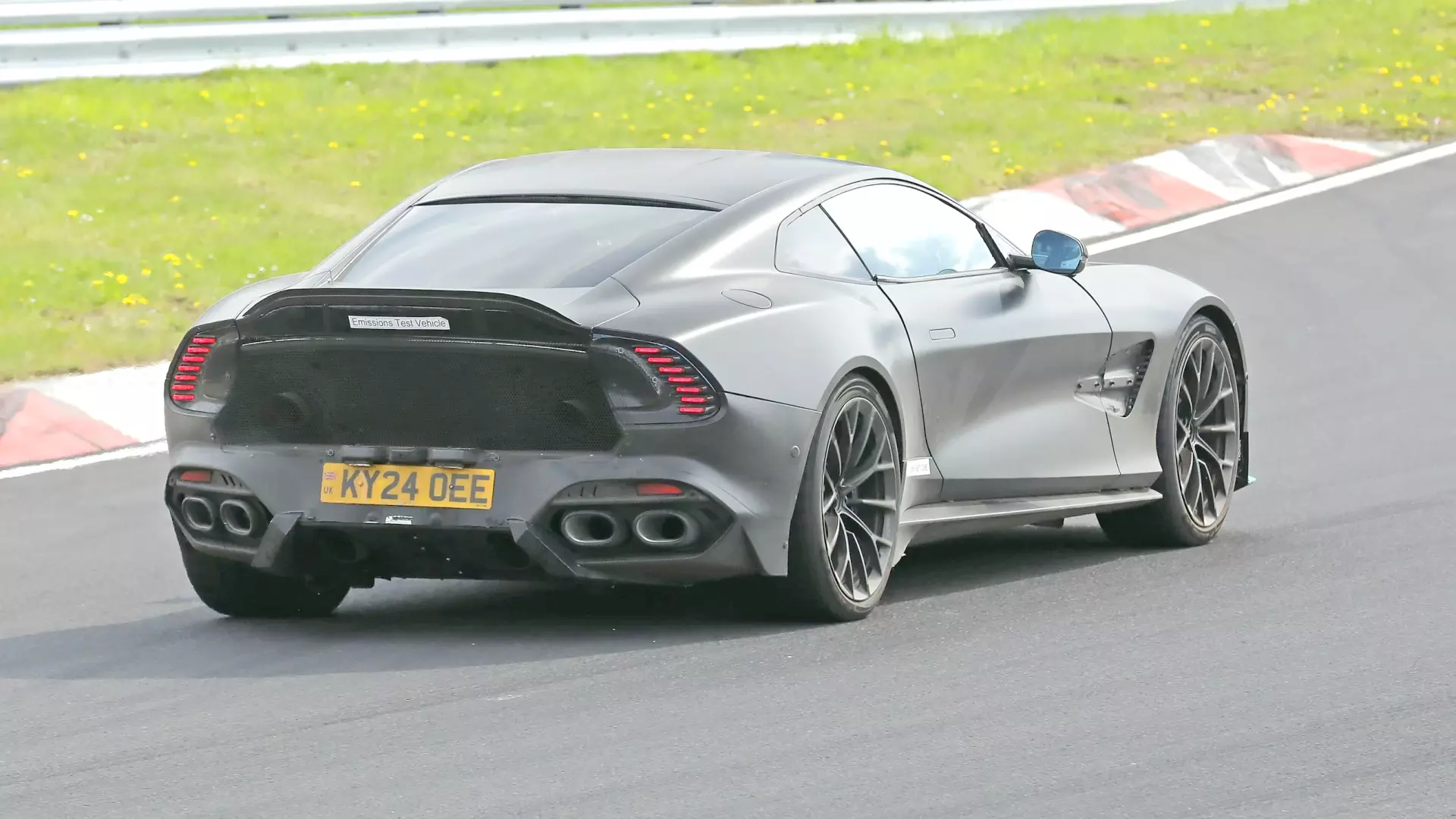 Aston Martin Vanquish with Valhalla-like exhaust spied on Nurburgring
